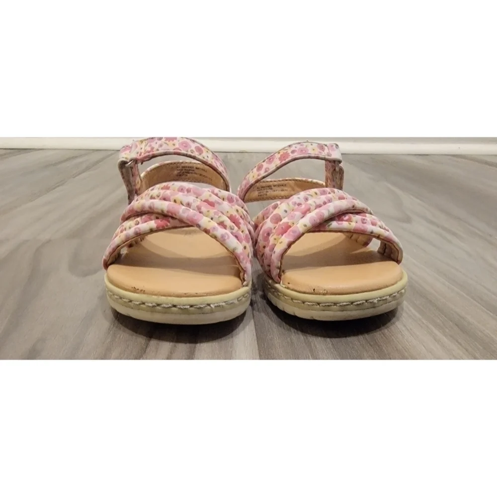Cat & Jack Sandals pink white flowers size 7